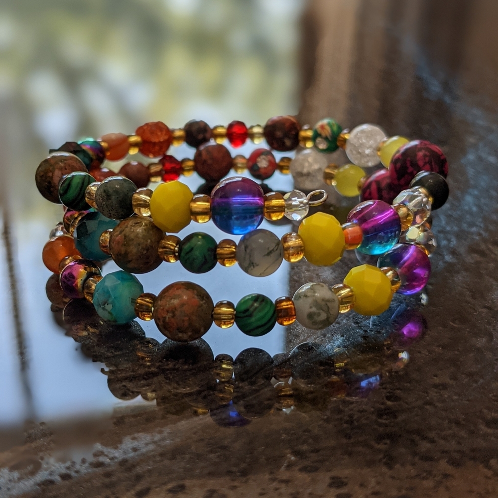 NEW Howlite Unakite Crystals Gemstone Energy Bracelet Handmade Cute Sparkly - Picture 17 of 17